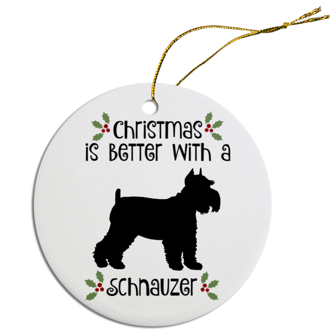 Breed Specific Round Christmas Ornament Schnauzer